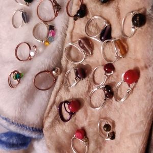 Assorted stones wire wrapped rings